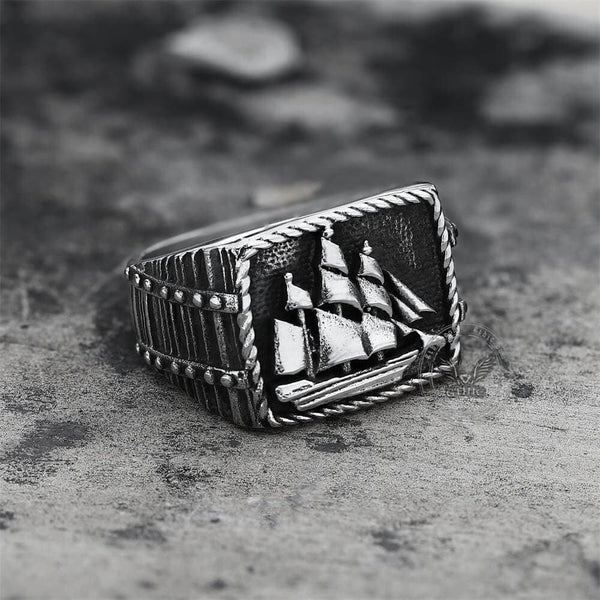 Barque Sailing Ship Stainless Steel Marine Ring