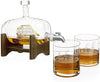 Whiskey Ship in a Barrel Decanter With Ship With 2-10 oz Glasses - By The Wine Savant, Whiskey & Wine Decanter Clear
