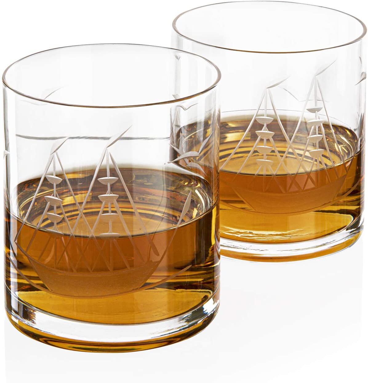 Whiskey Ship in a Barrel Decanter With Ship With 2-10 oz Glasses - By The Wine Savant, Whiskey & Wine Decanter Clear