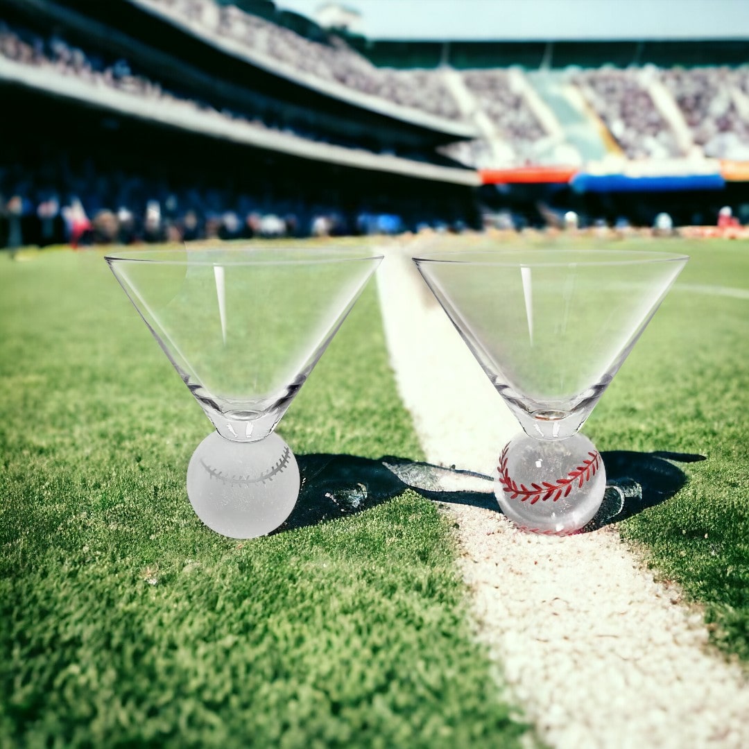 Baseball Martini Glasses Jersey Art Glass