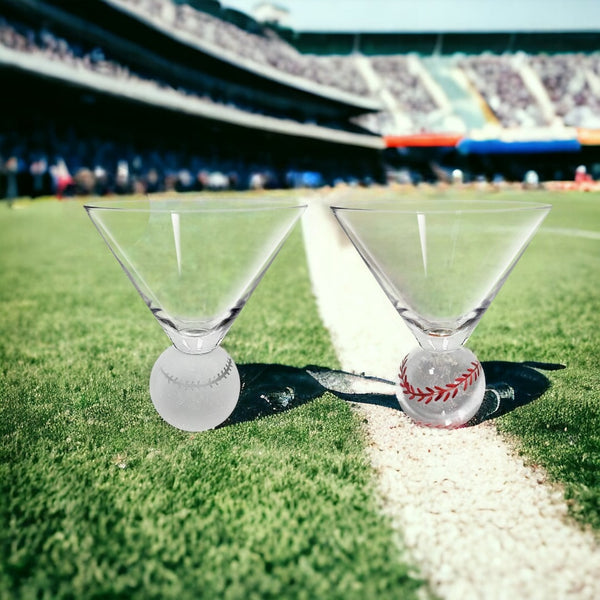 Baseball Martini Glasses Jersey Art Glass