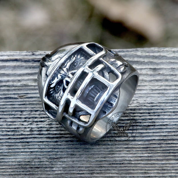 Baseball Helmet Gorilla Stainless Steel Ring