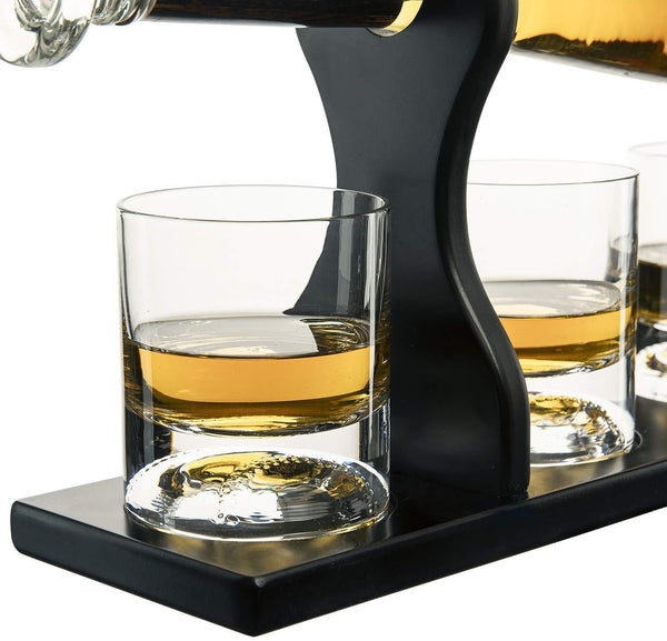 Baseball Bat Whiskey & Wine Decanter 4 Baseball Glasses, Spirits Set - Baseball Coach Gifts, Baseballs Lovers Coaches, Dad, Boyfriend, Brother, Friend Gift - For Whiskey & Wine (Standard Base)