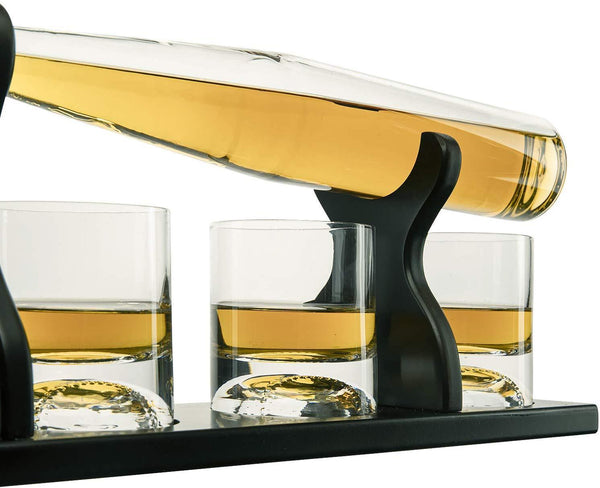 Baseball Bat Whiskey & Wine Decanter 4 Baseball Glasses, Spirits Set - Baseball Coach Gifts, Baseballs Lovers Coaches, Dad, Boyfriend, Brother, Friend Gift - For Whiskey & Wine (Standard Base)