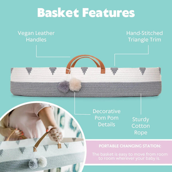 Cotton Rope Baby Changing Basket Set - Gifts for You 'n Me