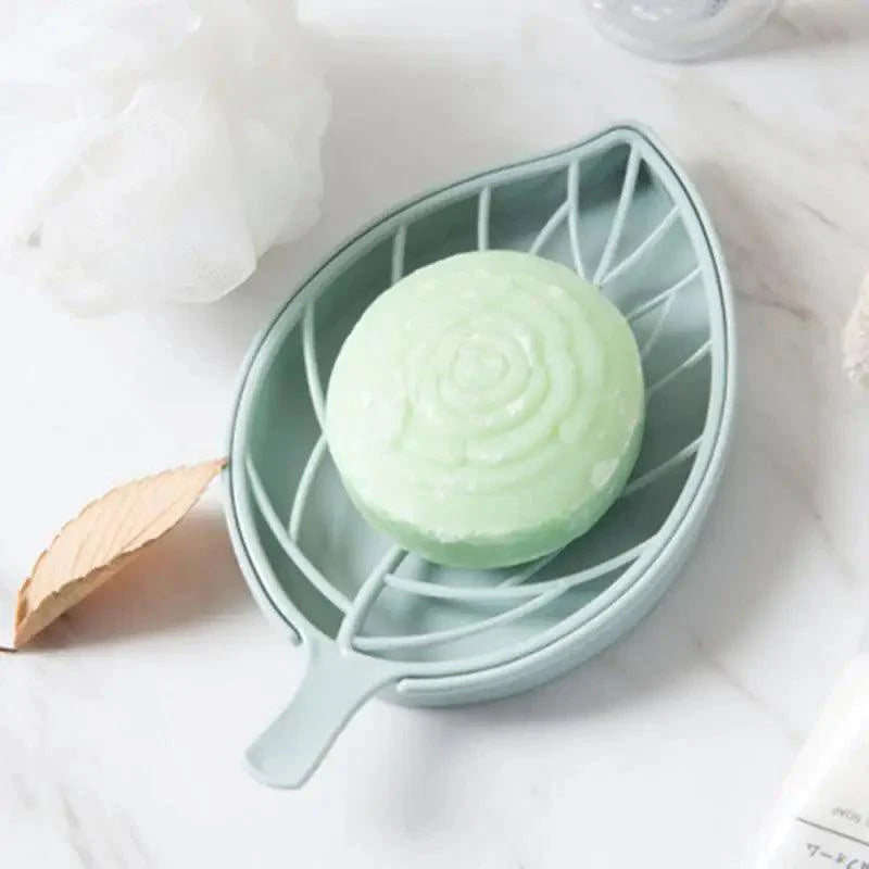 Bathroom Accessories Dish Plate Case Home Shower Leaf Shape Holder Container Soap Box Plastic Soap Box Dispenser Soap Rack Soap Dishes Leaf-Shaped Shower Soap Bar Holder With Draining Tray Fashionable Soap Dishes For Shower Kitchen