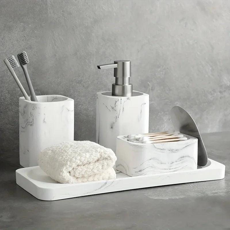 Bathroom Set - Marble White Four-Piece
