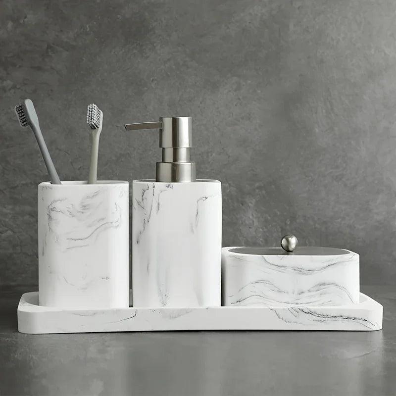 Bathroom Set - Marble White Four-Piece