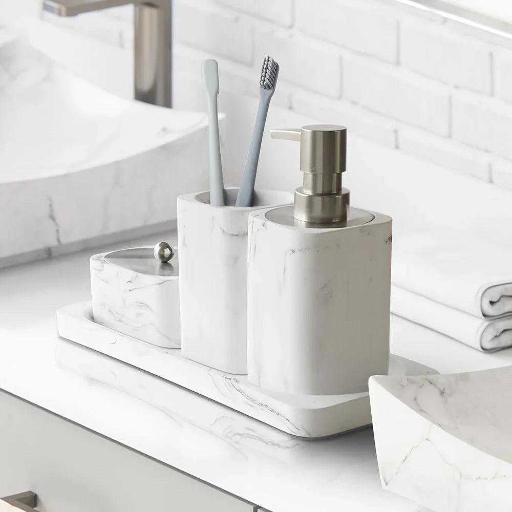 Bathroom Set - Marble White Four-Piece