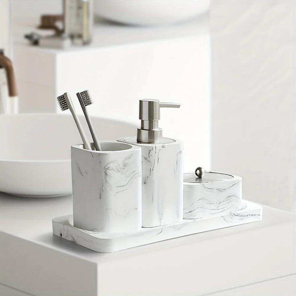 Bathroom Set - Marble White Four-Piece