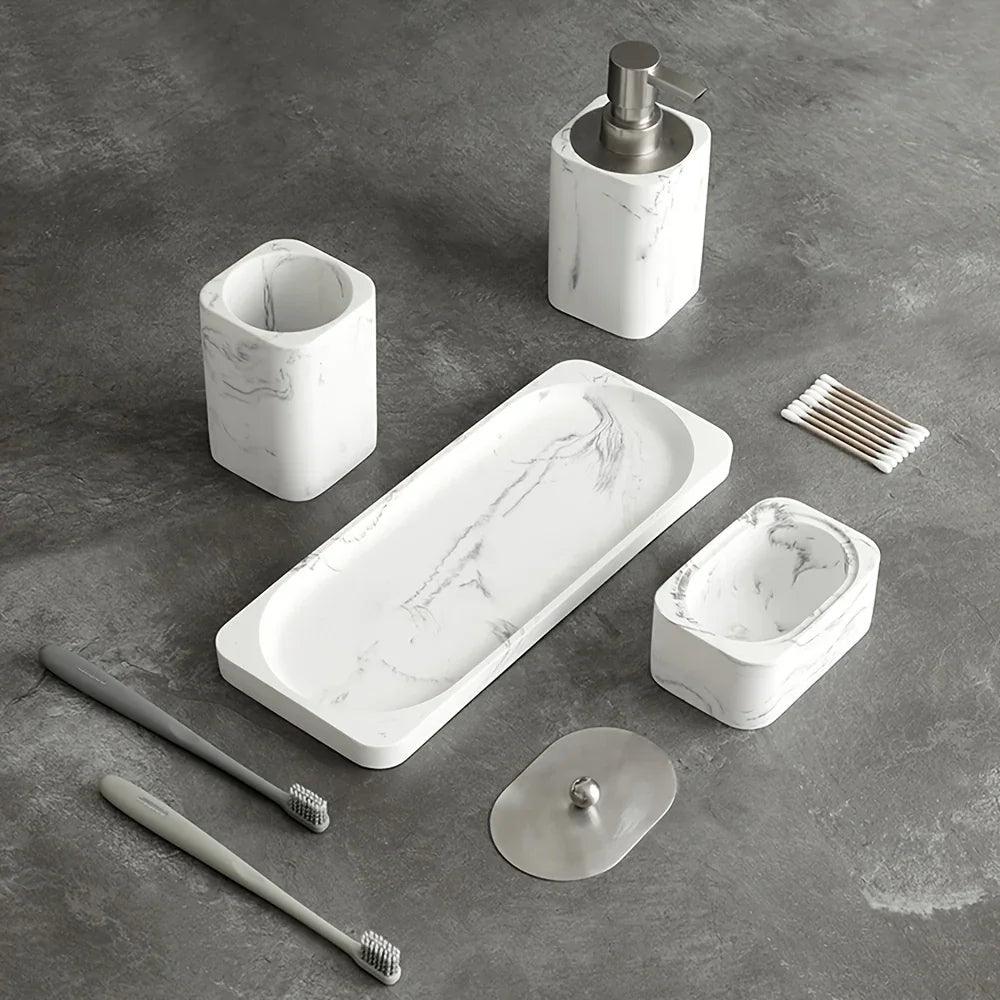 Bathroom Set - Marble White Four-Piece