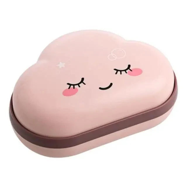 Bathroom Soap Dish Box Cute Cartoon Clouds Soap Holder Home Shower Travel Container Soap Tray Drainer Box Bathroom Accessories Soap Dish with Drain Soap Holder Soap Saver Easy Cleaning Dry Stop  Soap