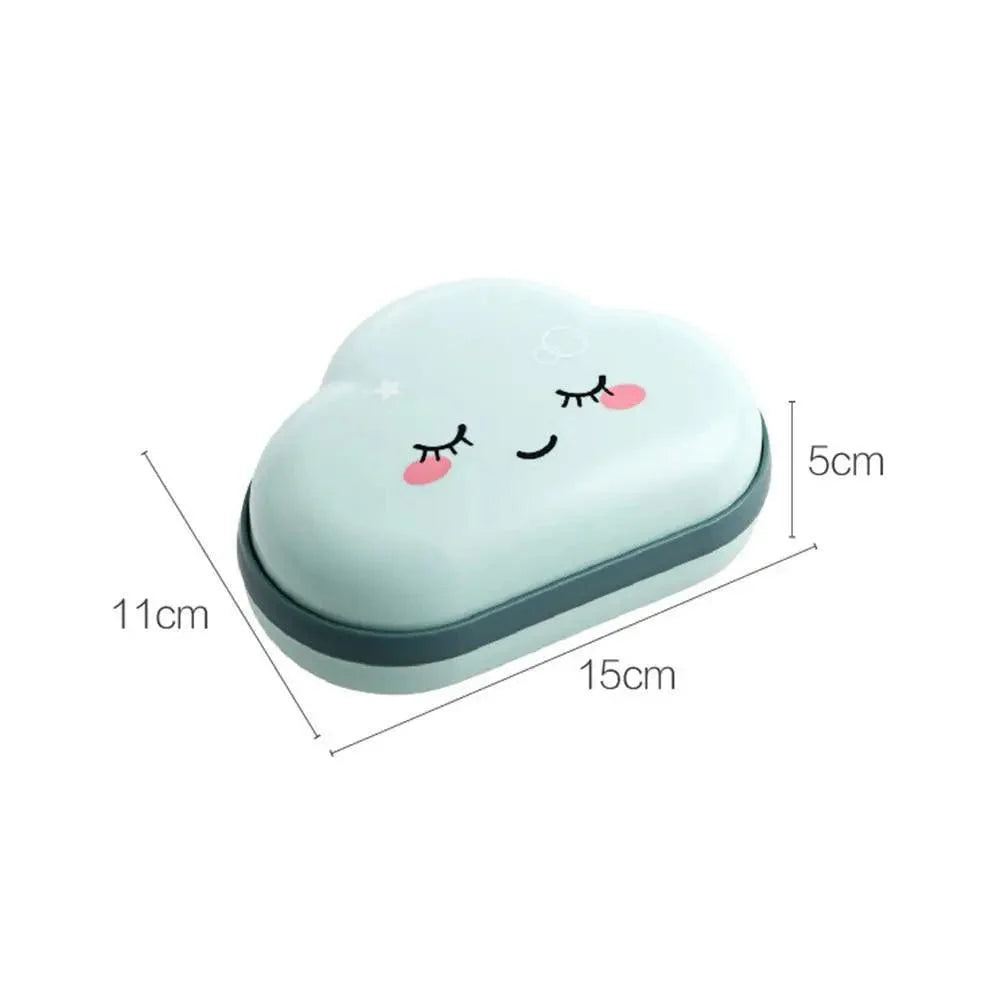 Bathroom Soap Dish Box Cute Cartoon Clouds Soap Holder Home Shower Travel Container Soap Tray Drainer Box Bathroom Accessories Soap Dish with Drain Soap Holder Soap Saver Easy Cleaning Dry Stop  Soap