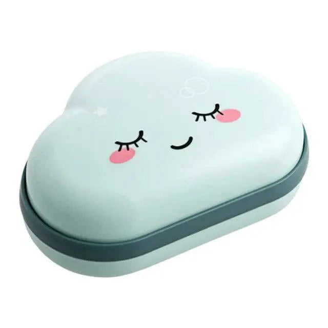 Bathroom Soap Dish Box Cute Cartoon Clouds Soap Holder Home Shower Travel Container Soap Tray Drainer Box Bathroom Accessories Soap Dish with Drain Soap Holder Soap Saver Easy Cleaning Dry Stop  Soap