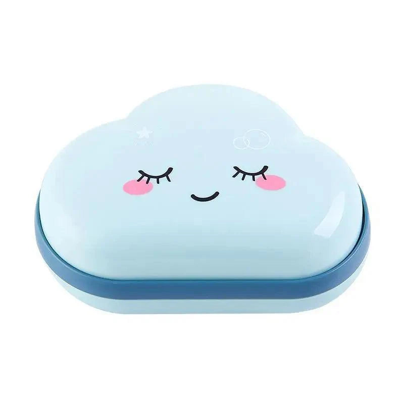 Bathroom Soap Dish Box Cute Cartoon Clouds Soap Holder Home Shower Travel Container Soap Tray Drainer Box Bathroom Accessories Soap Dish with Drain Soap Holder Soap Saver Easy Cleaning Dry Stop  Soap