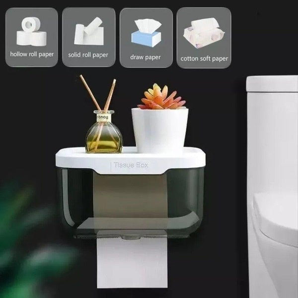 Bathroom Toilet Paper Holder Punch-free Waterproof Storage Box Toilet Paper Storage Rack Paper Towel Kitchen Storage Accessories Waterproof Toilet Paper Holder Wall Mounted Punch Free Paper Dispenser Transparent Storage Box Bathroom Kitchen Supply