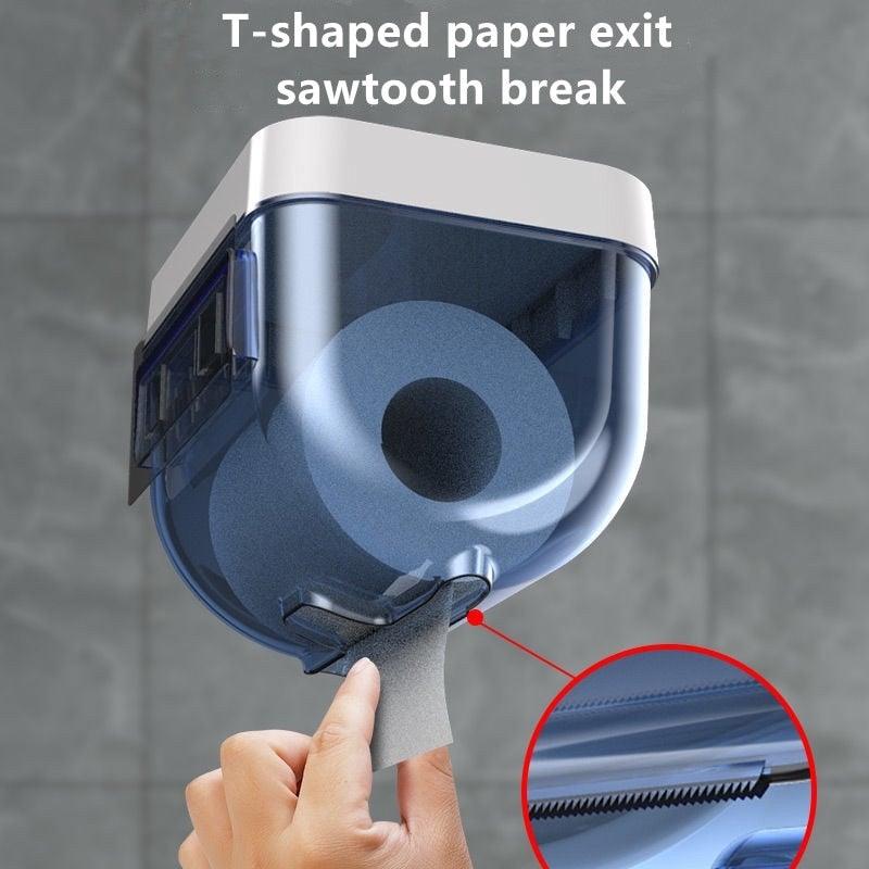 Bathroom Toilet Paper Holder Punch-free Waterproof Storage Box Toilet Paper Storage Rack Paper Towel Kitchen Storage Accessories Waterproof Toilet Paper Holder Wall Mounted Punch Free Paper Dispenser Transparent Storage Box Bathroom Kitchen Supply