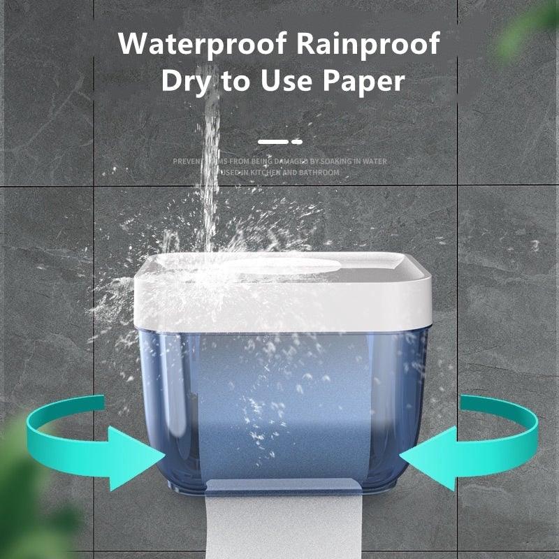 Bathroom Toilet Paper Holder Punch-free Waterproof Storage Box Toilet Paper Storage Rack Paper Towel Kitchen Storage Accessories Waterproof Toilet Paper Holder Wall Mounted Punch Free Paper Dispenser Transparent Storage Box Bathroom Kitchen Supply