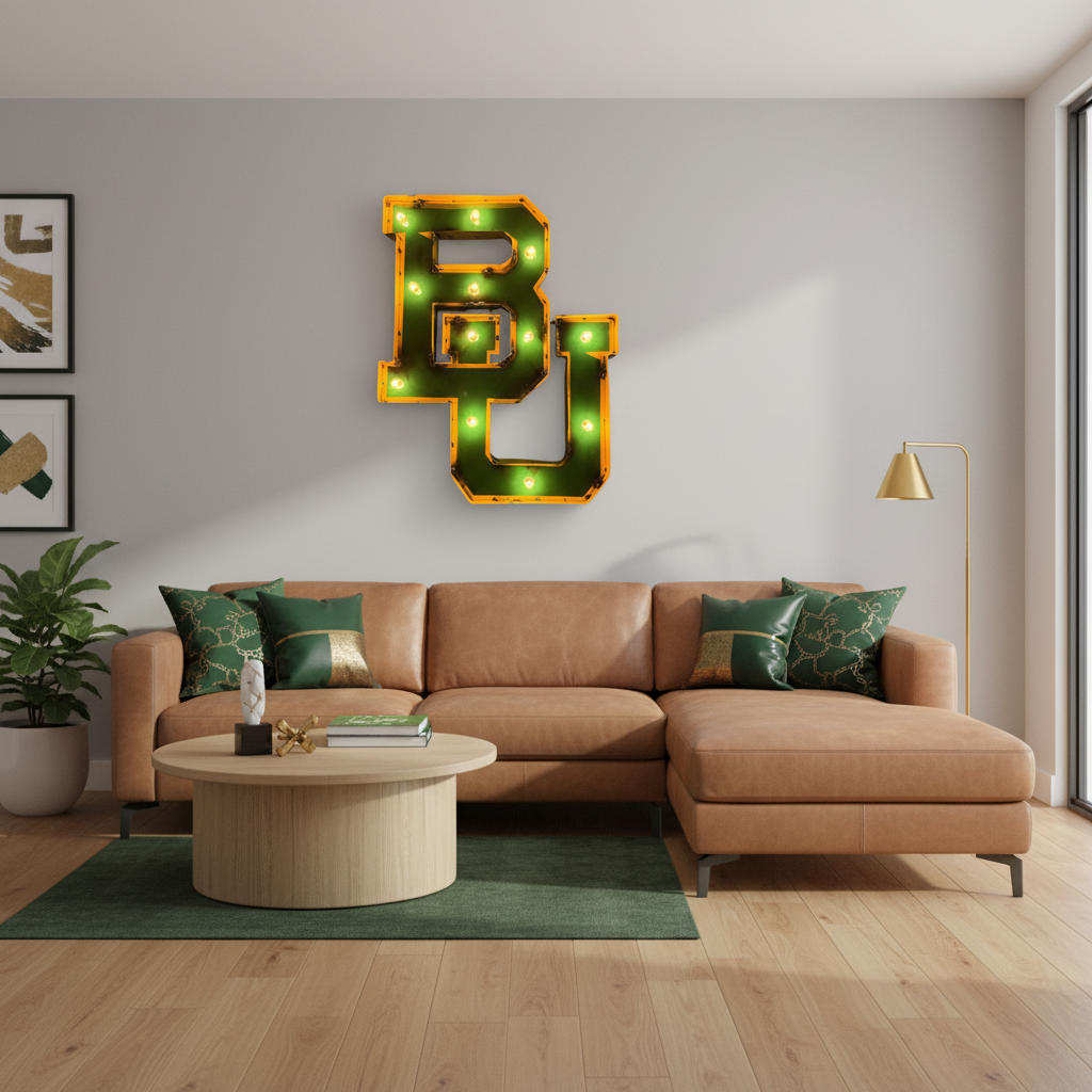 Baylor BU Lighted Recycled Metal Wall Decor