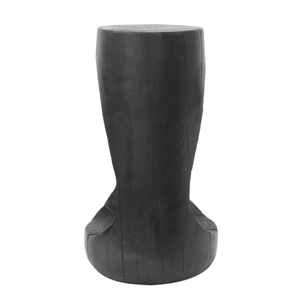 Hollow Design End Table with Wood Like Texture, and Black Color