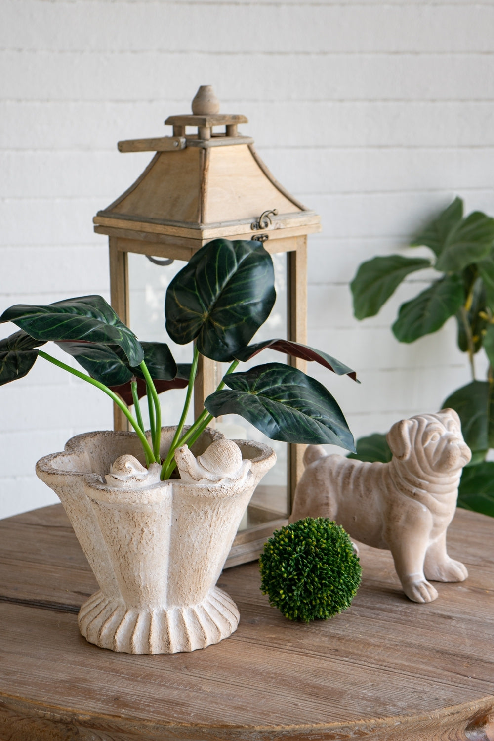 10x9.5x9' Sand and Cement Coral Planter with Textured Beige Finish