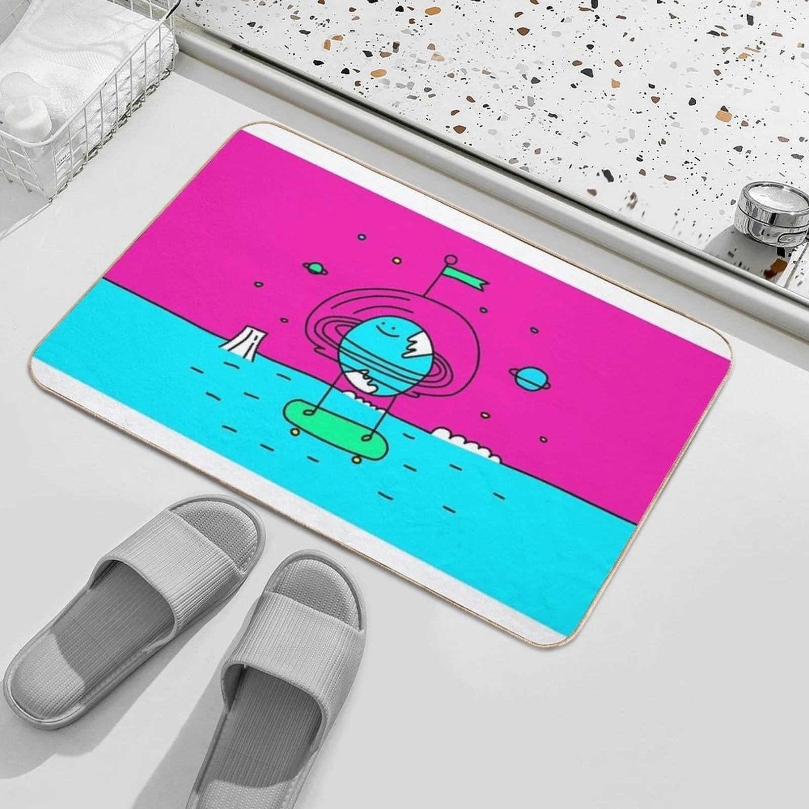 Surreal Planet - Mr Beaker  Easy Maintenance Bath Mat