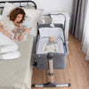 Height Adjustable Baby Side Crib  with Music Box & Toys-Dark Gray