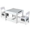 Kids Table Chairs Set With Storage Boxes Blackboard Whiteboard Drawing-White - White