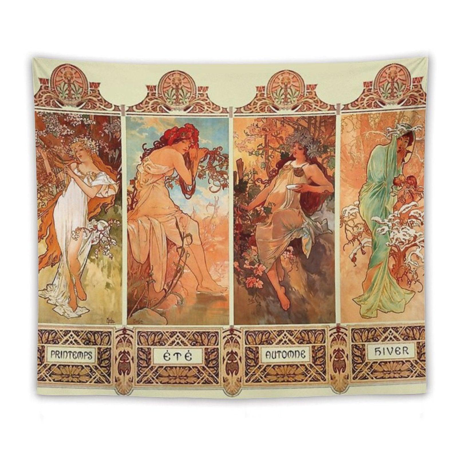 Alphonse Mucha Four Seasons Art Nouveau Tapestry