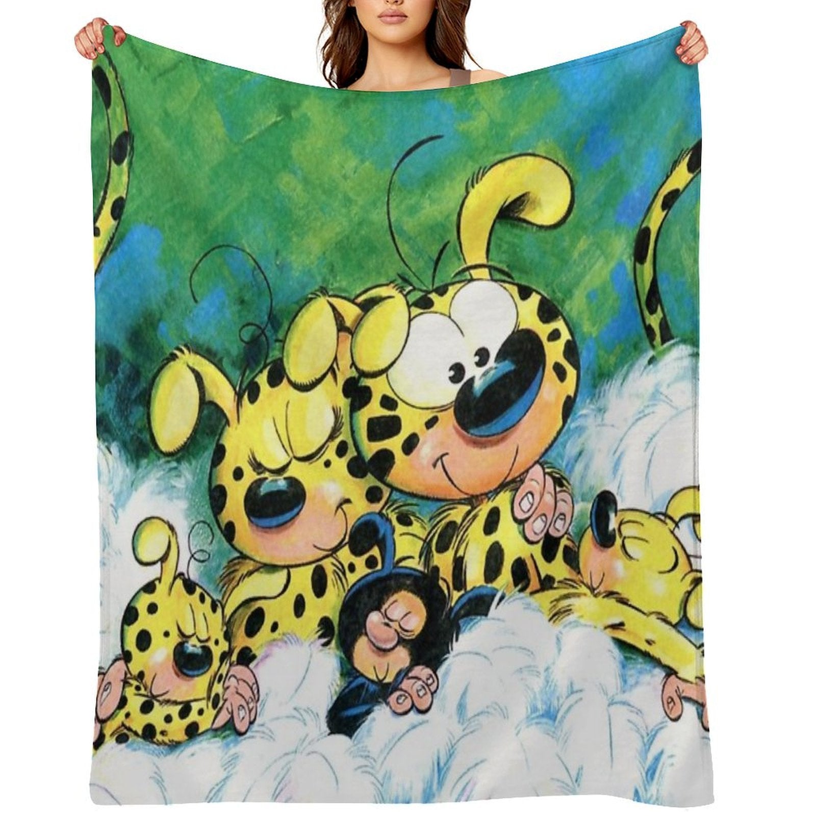 Marsupilami with Family Sleeping Easy Care Throw Blanket