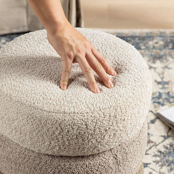 Round Upholstered Ottoman With Storage Gradient Brown
