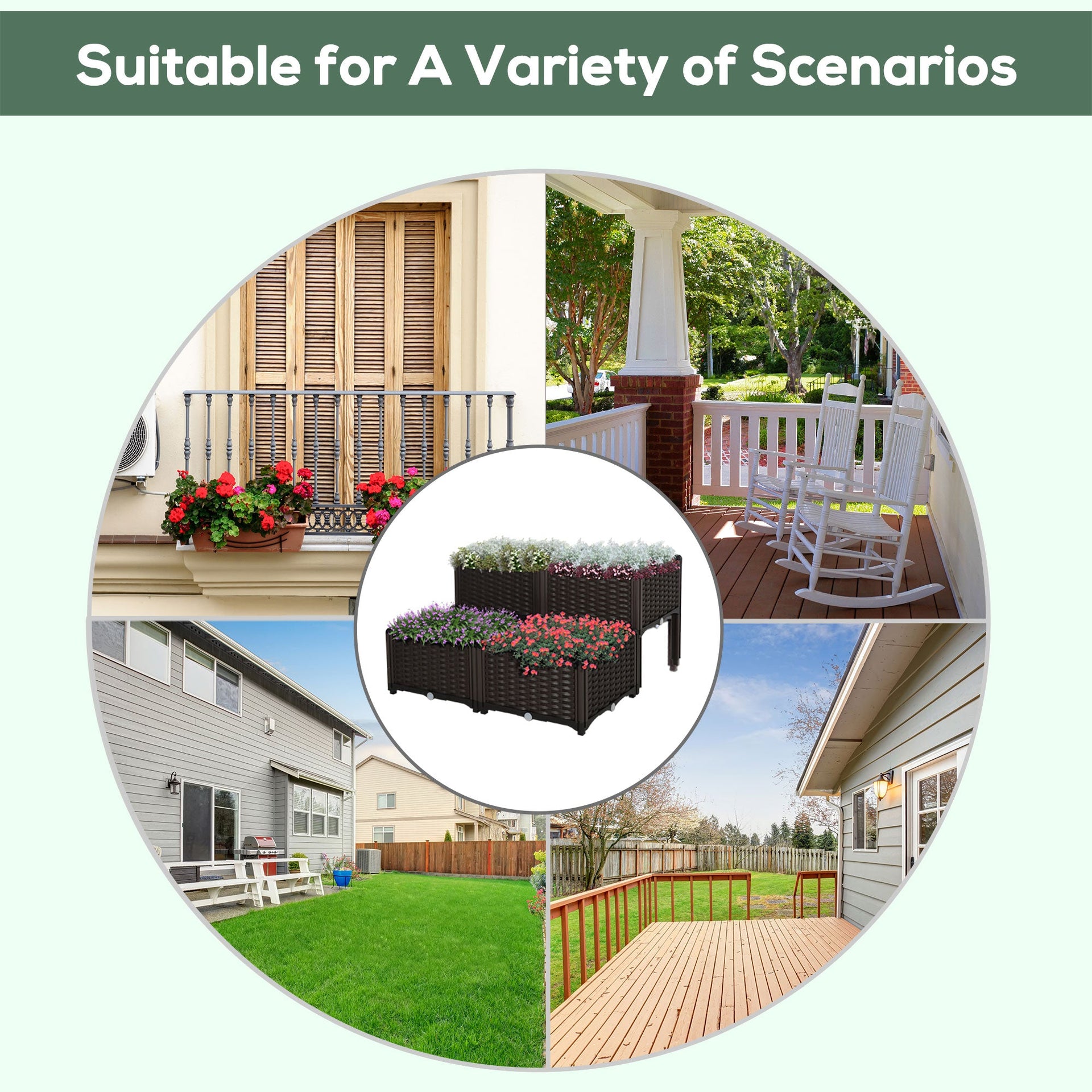 Outsunny 4 Piece Raised Garden Bed with Legs, Self-Watering Planter Box