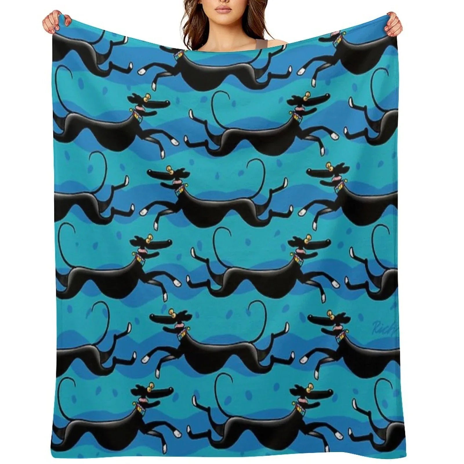 Blue Zoomies Pattern Throw Blanket