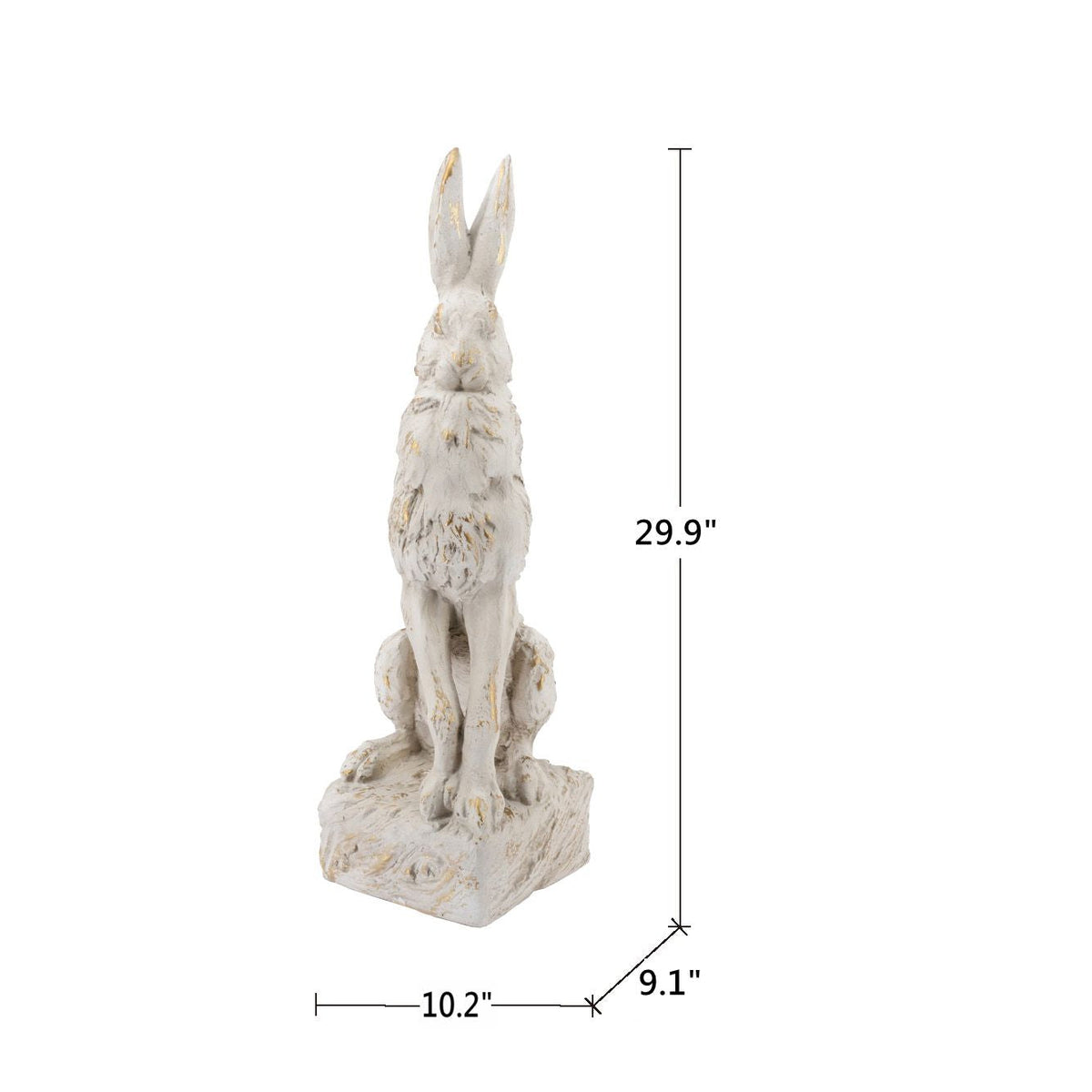 Large Magnesium Sitting Rabbit Figurine with Antique Finish