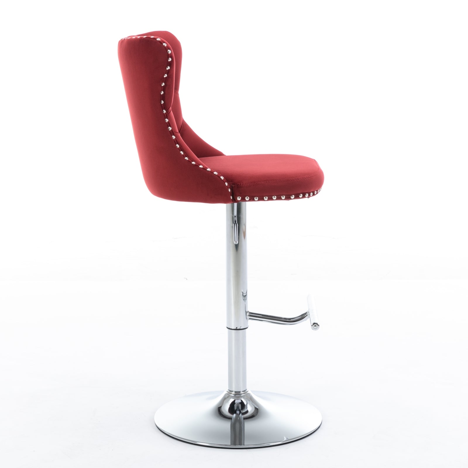 Modern Velvet Swivel Barstools with Adjustable Seat Height and Chrome Base