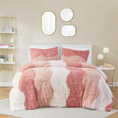 Cassie Ombre Shaggy Faux Fur Comforter Set