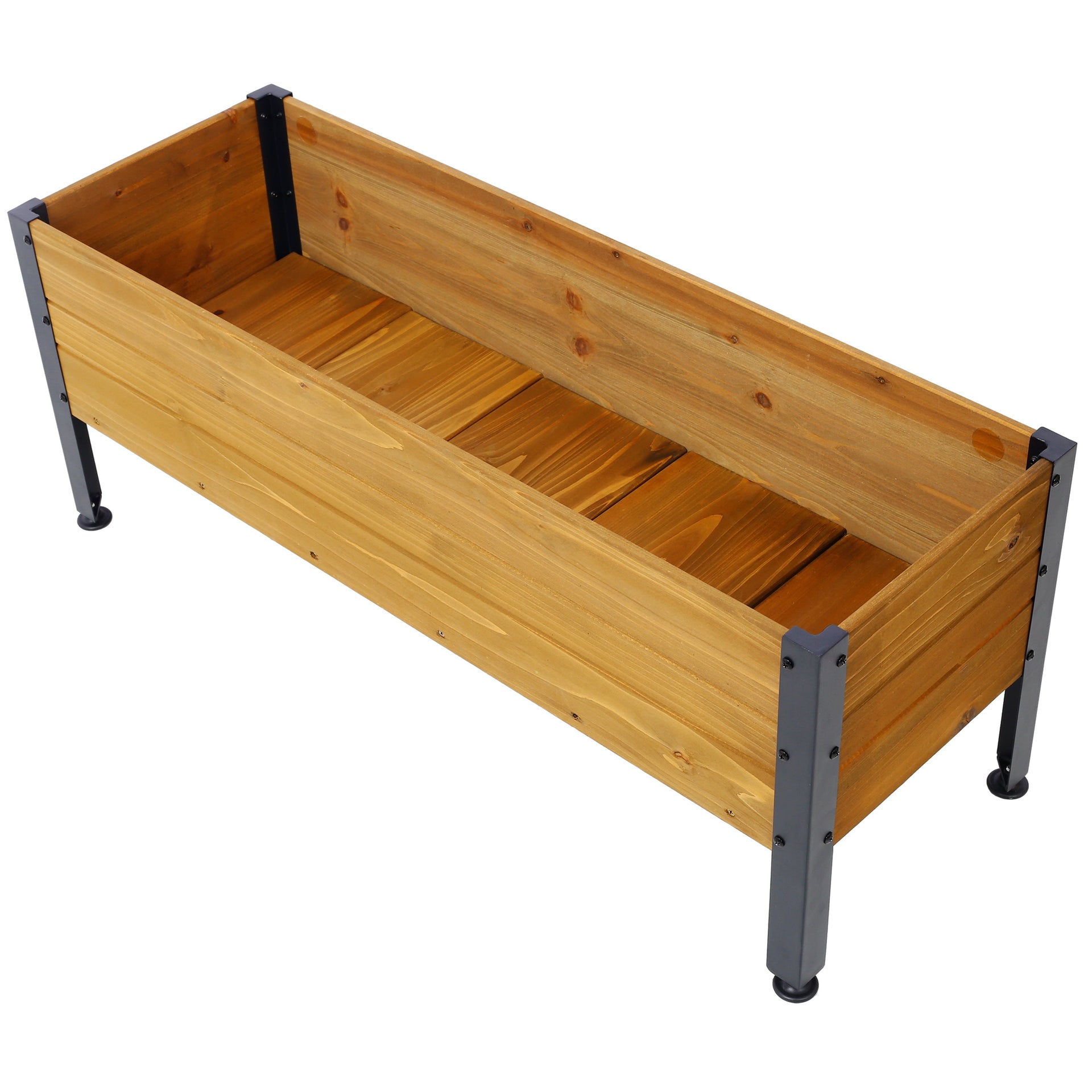 Wood Rectangular Garden Planter Box Raised Bed Outdoor