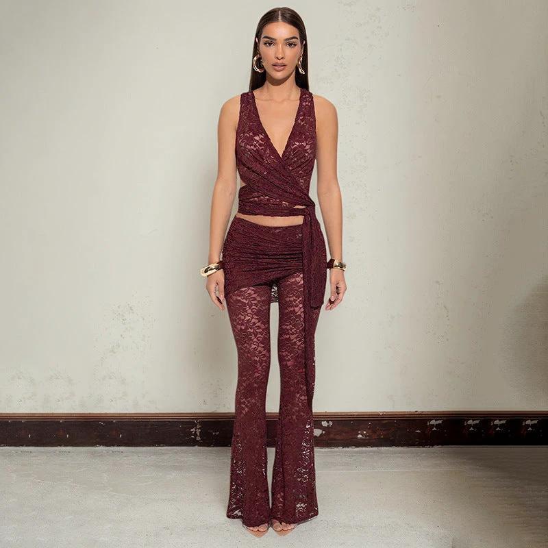 Women's Slim Fit V-neck Sling Vest Sheath Suit