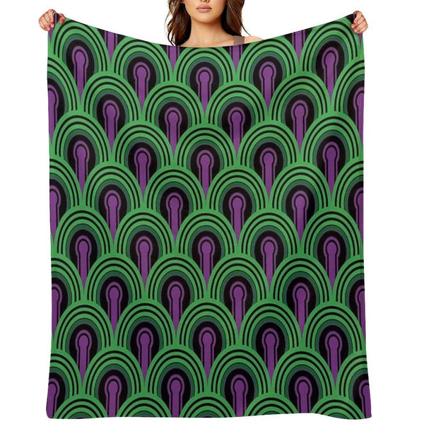 Geometric Pattern Keyhole Arch PurpleGreen Throw Blanket