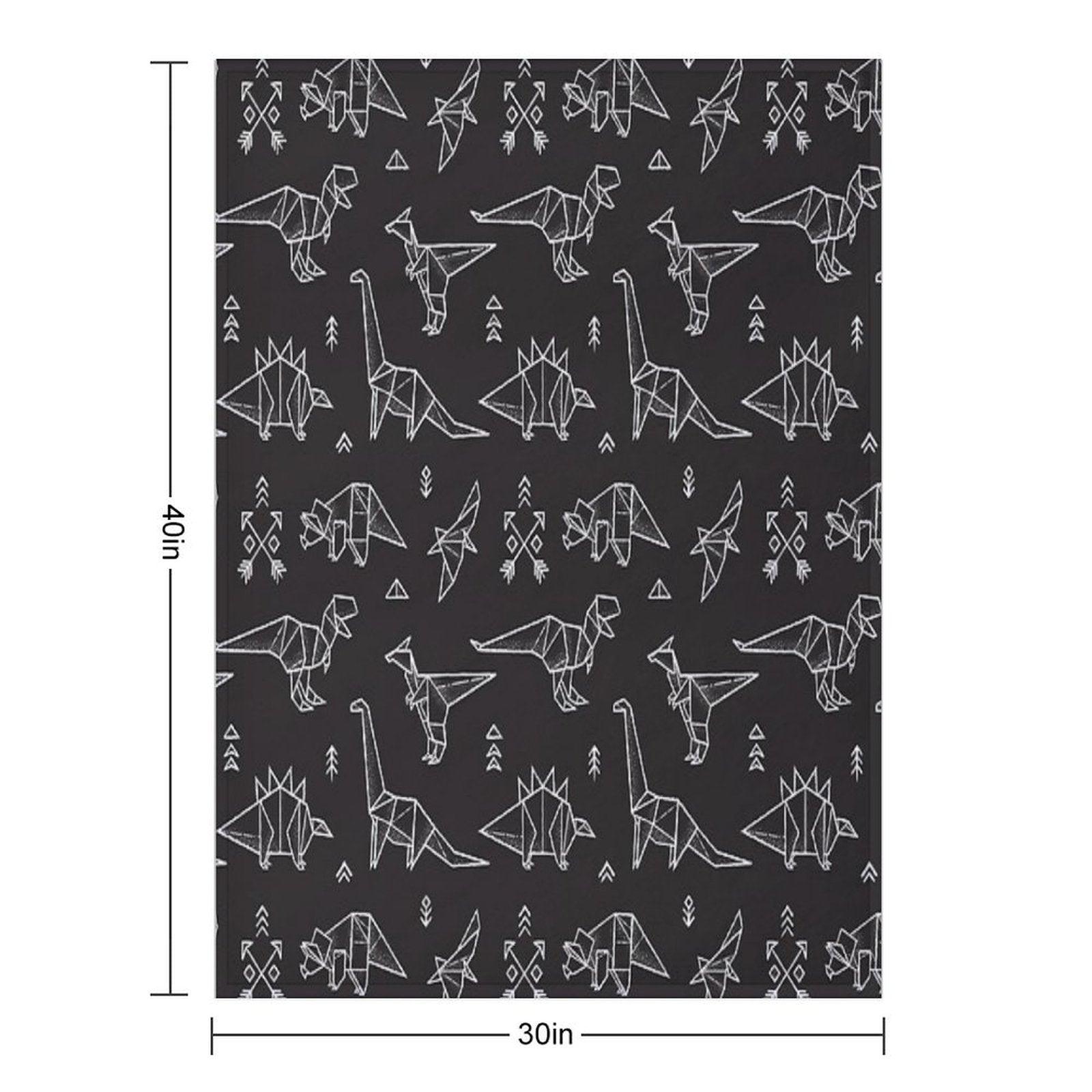 Black And White Origami Dinosaurs Throw Blanket