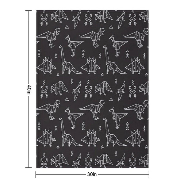 Black And White Origami Dinosaurs Throw Blanket
