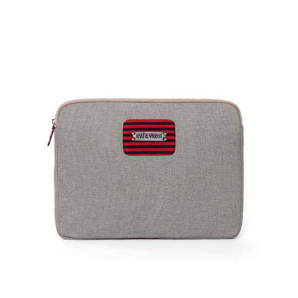 Zipped Gray Canvas Laptop Case for 13