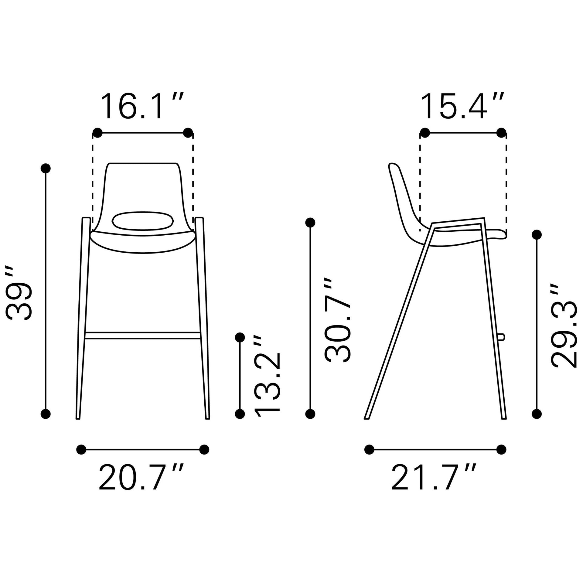 Desi Barstool (Set of 2) Black & Walnut
