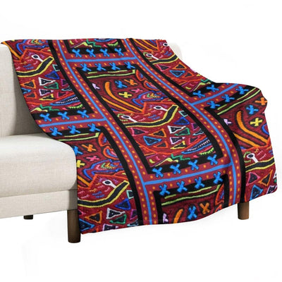 Panama Mola Design Eco-conscious Throw Blanket