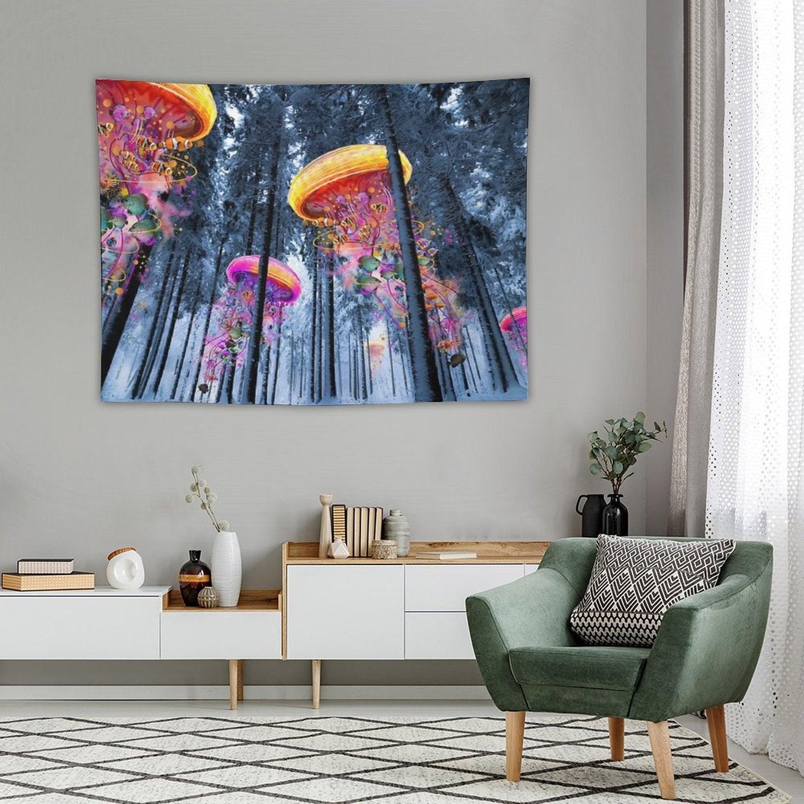 New Winter Forest of Electric Jellyfish Worlds Tapestry