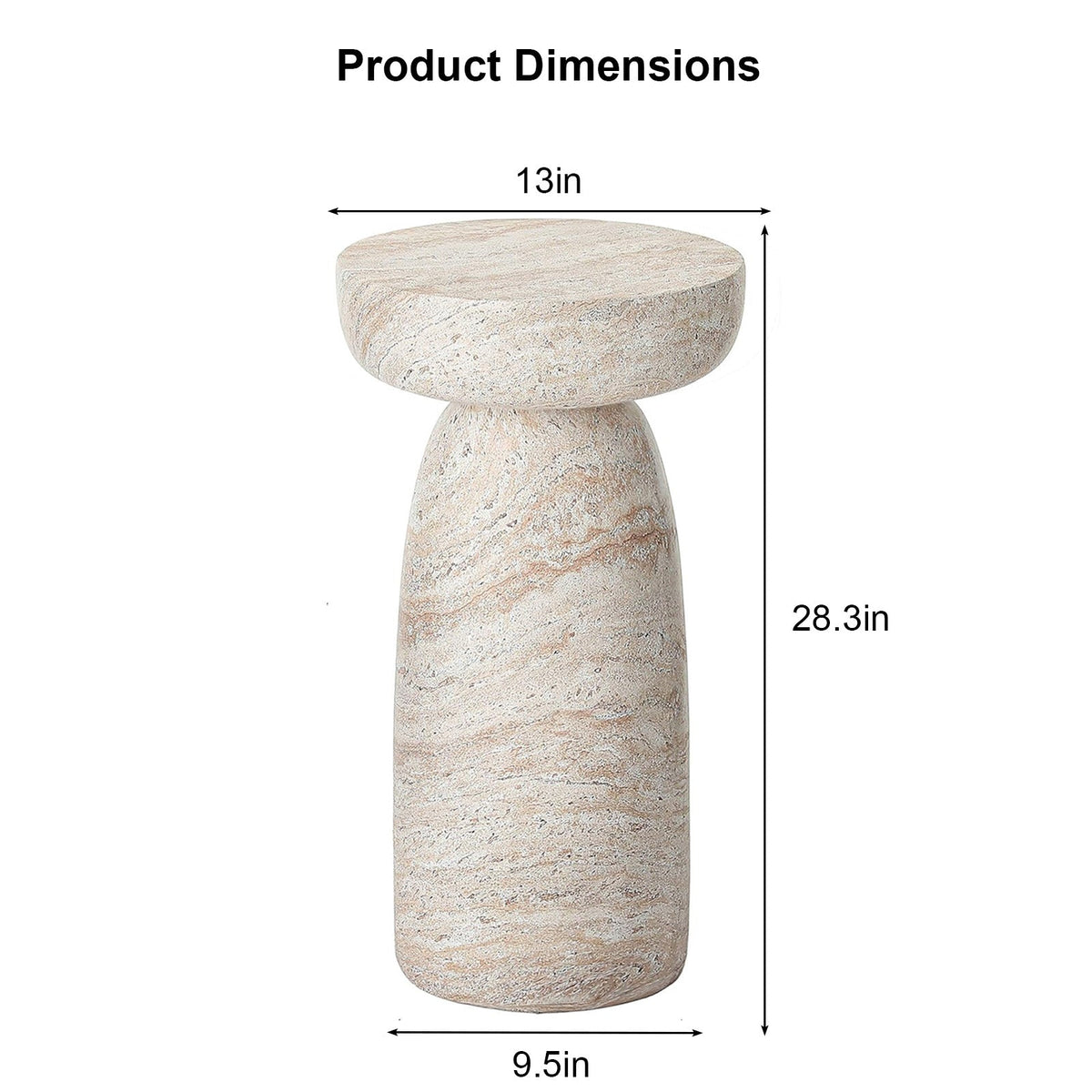 Natural Stone Grain Mushroom Shape Side Table