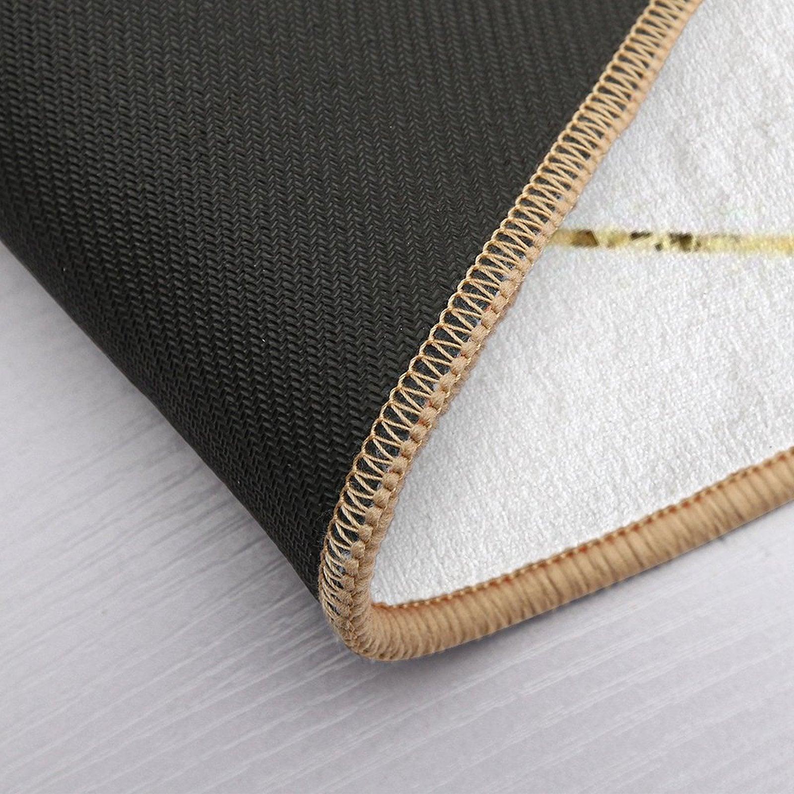 Gold Lines Polygonal Minimalist White Bath Mat