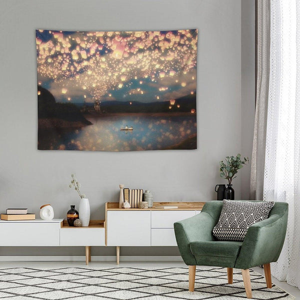 Wish Lanterns for Love Tapestry