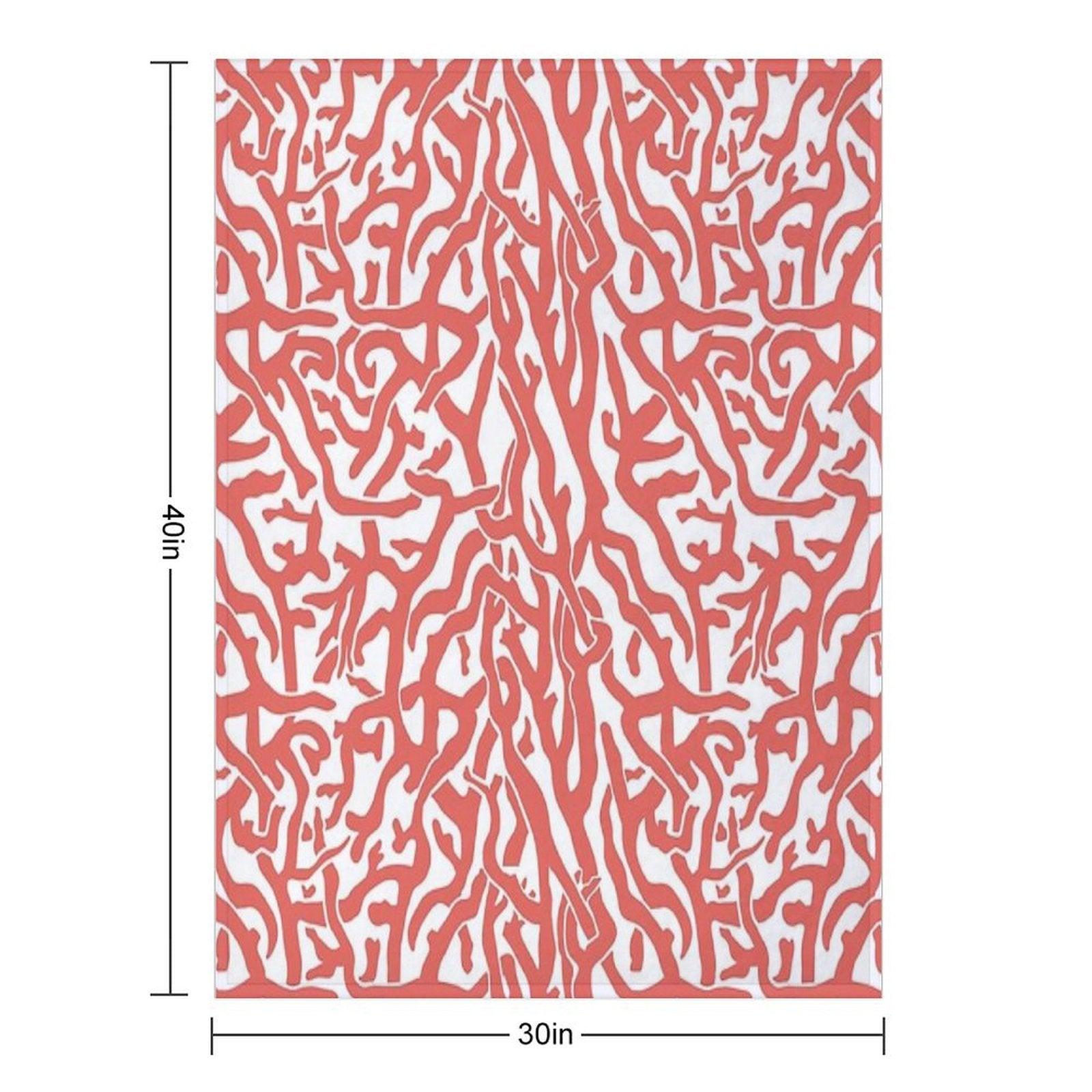 Coral Reef Pattern  Reddish Coral White Coastal Beach House Throw Blanket