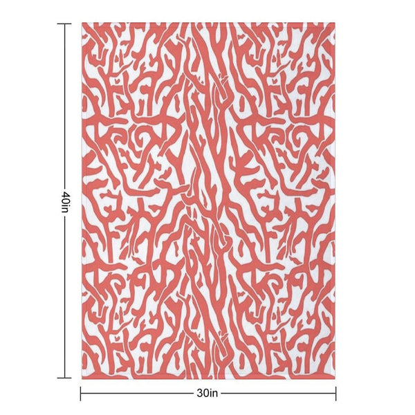 Coral Reef Pattern  Reddish Coral White Coastal Beach House Throw Blanket
